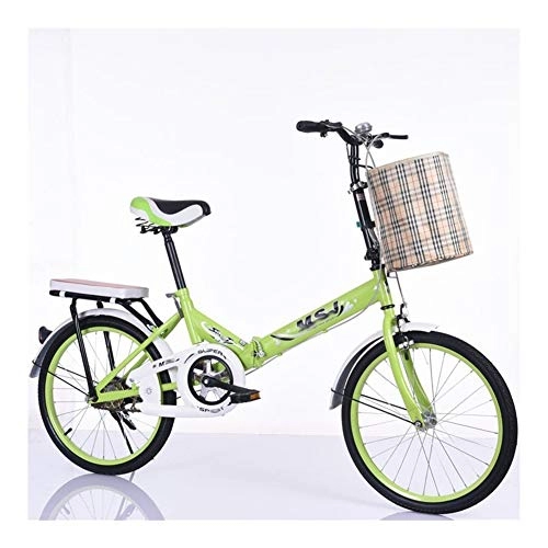 Plegables : Bicicletas Plegables Varón Y Mujer De 20 Pulgadas De Estudiantes De Choque For Adultos Absorción Montar Velocidad del Coche Ultra Ligero De La Bicicleta Portátil (Color : Green)