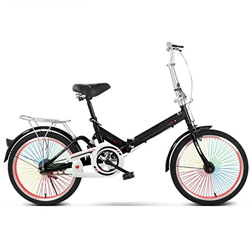 Plegables : Bove Doble Disco Frenos Bicicleta Urbana Single Speed 6 Velocidades Folding Bicicleta Plegable Amortiguadores Resistente Y Ligero Folding Bicicleta Plegable Unisex-H-20inch