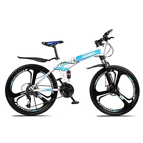 Plegables : CENPEN Bicicleta de montaña plegable para deportes al aire libre, 26 pulgadas, 30 velocidades, velocidad variable offroad, doble absorción de impactos, bicicleta para hombres y adultos (color azul)
