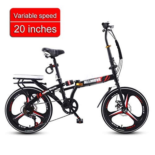 Plegables : Chang Xiang Ya Shop 20 Pulgadas de Velocidad Variable Bicicleta Bicicleta Plegable portátil Pequeño Mini Bici al Trabajo montaña de Adulto Bicicleta (Color : Black, Size : 155 * 30 * 100-115cm)