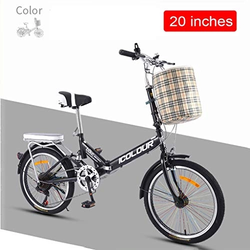 Plegables : Chang Xiang Ya Shop Bicicleta Plegable de Velocidad Variable Trabajo de Motocicleta Bicicleta de los niños Calle Urbana de Bicicletas de montaña Bicicleta Adulto (Color : Black, Size : 20 Inches)
