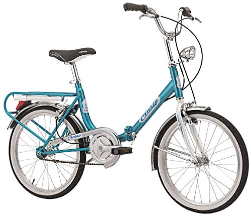 Plegables : Cicli Cinzia Firenze - Bicicleta plegable, cuadro de acero, ruedas de 20", talla 31, azul claro