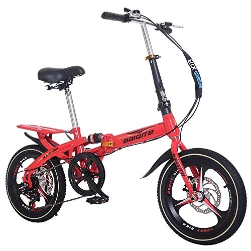 Plegables : COCKE 20 Pulgadas Bicicleta Plegables Plegable De 6 Velocidades con Soporte Trasero, Super Bike Bicicleta, Micro Bike Bicicleta, Unisex Adulto, Rojo