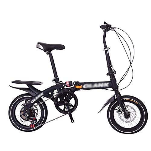 Plegables : CXSMKP 16 Pulgadas Bicicleta Plegable para Hombres Y Mujeres Adultos, 6 Velocidades Mini Ligero Bicicleta Plegable Alto Contenido De Carbono con Freno De Disco Rack Trasero