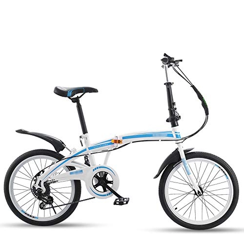 Plegables : CXSMKP 20 Pulgadas Bicicleta Plegable para Adultos Hombres Y Mujer Adolescentes con Freno V Portabultos, 6 Velocidades Mini Ligero Bicicleta Plegable para Estudiante Oficina Trabajador Urbano, Azul