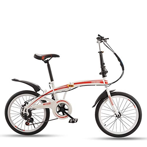 Plegables : CXSMKP 20 Pulgadas Bicicleta Plegable para Adultos Hombres Y Mujer Adolescentes con Freno V Portabultos, 6 Velocidades Mini Ligero Bicicleta Plegable para Estudiante Oficina Trabajador Urbano, Rojo