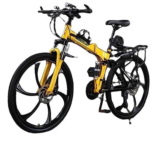 Plegables : DADHI Bicicleta de montaña Plegable, Bicicleta para Exteriores de Velocidad Variable, Freno de Disco mecánico Sensible, fácil Montaje, para Hombres / Mujeres (Yellow and Black 27 Speed)