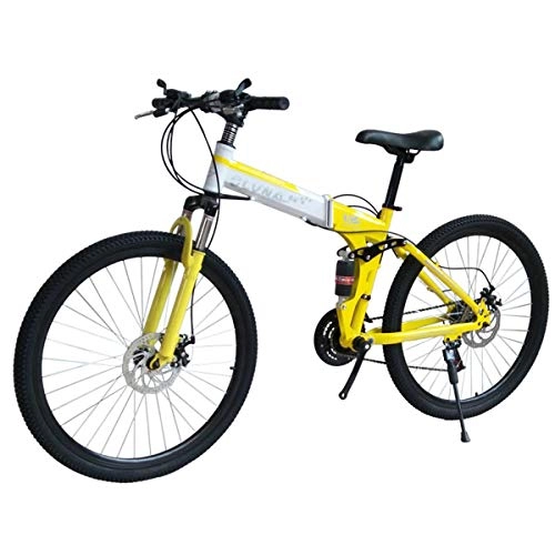 Plegables : Dapang Bicicleta de montaña Marco de Acero de 27 velocidades 26 Pulgadas Ruedas de 3 Rayos Doble suspensin Bicicleta Plegable Negro Blanco, 4, 24speed