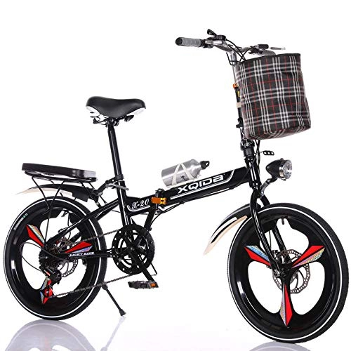 Plegables : DASLING Bicicleta Plegable Variable de 7 velocidades 20 Pulgadas nio Adulto Estudiante Bicicleta Bicicleta de Carretera @ Blanco y Negro 20 Pulgadas
