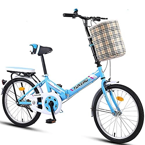 Plegables : DODOBD Bicicleta Plegable Bikes, Folding Bicicleta Plegable Cuadro Aluminio Ruedas, Bicicleta Retro de Ciudad para Trabajo Ligero con Luces Traseras y Canasta para Automóvil
