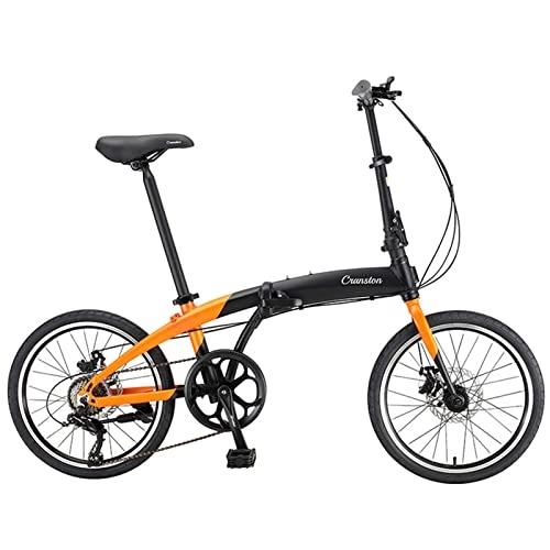 Plegables : EASSEN Marco de aleación de Aluminio de Bicicleta Plegable de 20 Pulgadas 7 con Frenos de Disco Doble mecánico y Silla ergonómica, Bicicleta de Viajero Ligero, Adecuado par Black Orange