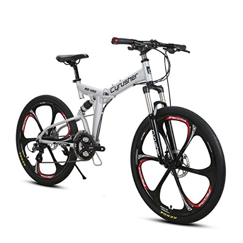 Plegables : Extrbici Bicicleta de montaña MTB Bike RD100 Bicicleta Plegable 26" X 17" aleacin de Aluminio Marco Shi-Mano 24 velocidades con suspensin Completa Doble Freno de Disco mecnico para