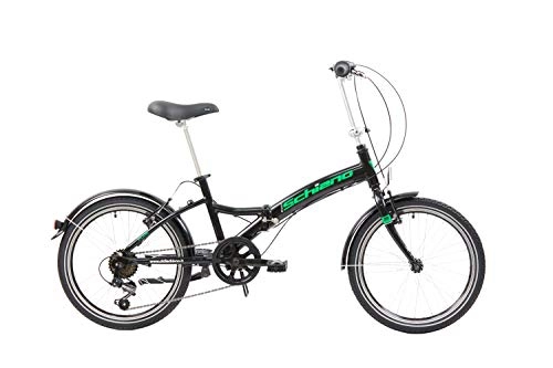 Plegables : F.lli Schiano Pure Bicicleta Plegable, Unisex-Adult, Negro-Verde, 20
