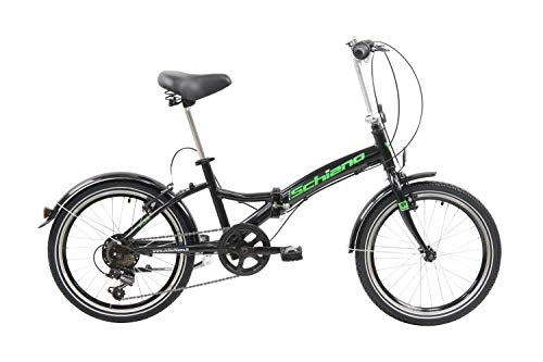 Plegables : F.lli Schiano Pure Bicicleta Plegable, Unisex-Adult, Negro-Verde, 20''