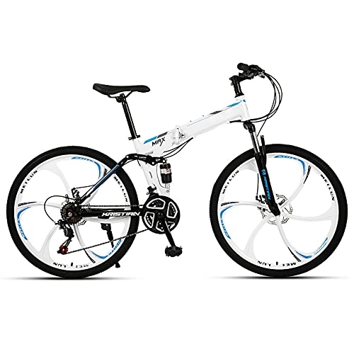 Plegables : FGKLU Bicicleta de montaña Plegable de 26 Pulgadas para Hombres y Mujeres Adultos, Bicicletas MTB para Exteriores de 21 velocidades, Frenos de Disco Doble de Acero con Alto Contenido de Carbono, B
