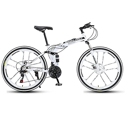 Plegables : FGKLU Bicicleta de montaña Plegable para Adultos de 26 Pulgadas, Bicicleta de suspensión Completa con Rueda de 10 Cuchillos, Freno de Disco mecánico Dual de 21 velocidades