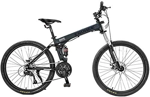 Plegables : GJZM Asiento Ajustable Bicicletas de montaña 27 velocidades,  26 Pulgadas Bicicleta de montaña Marco de Doble suspensión Bicicleta de montaña - No Plegable_Verde