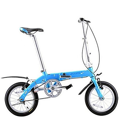 Plegables : GJZM Bicicleta Plegable de montaña, Bicicleta Plegable Unisex, Mini Bicicleta Urbana de una Velocidad y 14 Pulgadas, Bicicleta compacta Plegable con Guardabarros Delantero y Trasero, Amarillo