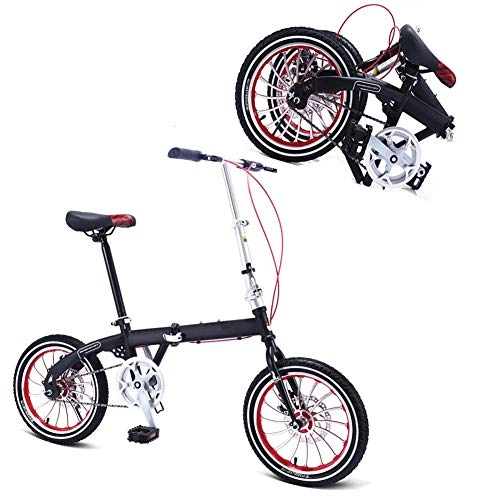 Plegables : Grimk Bicicleta Plegable para Adultos Rueda De 16 Pulgadas Bici Mujer Retro Folding City Bike Velocidad nica, Manillar Y Sillin Confort Ajustables, Capacidad 75kg, Black