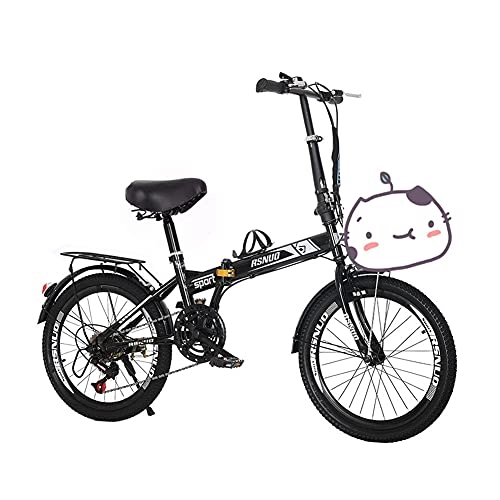 Plegables : GWL Bicicleta Plegable para Adultos, 20 Pulgadas Bike Sport Adventure - Bicicleta para Joven, Mujer Mountain Bike, Rueda de Torre Premium de 6 velocidades / Black