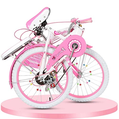 Plegables : GWM 18 20 22 Pulgadas Plegable Niños de Bicicletas, Bicicletas Princesa, Actividad al Aire Libre de Coches, Rosa (Size : 18inch)