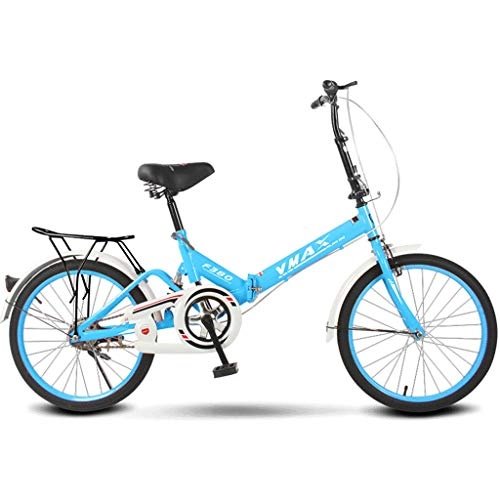 Plegables : GWM Bicicleta Plegable de una Sola Velocidad portátil Hombre Mujer Estudiante de educación Superior de la Ciudad de cercanías Actividades al Aire Libre de la Bicicleta (Color : Blue)