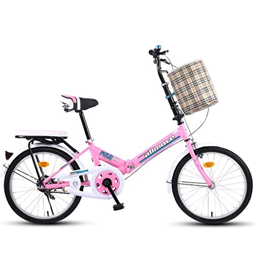 Plegables : GWM Bicicleta Plegable portátil, 20 Pulgadas de suspensión for Adultos al Aire Libre Estudiante de Bicicletas Mountain Bike Park Viaje de la Bicicleta al Aire Libre de la Bicicleta (Color : Pink)