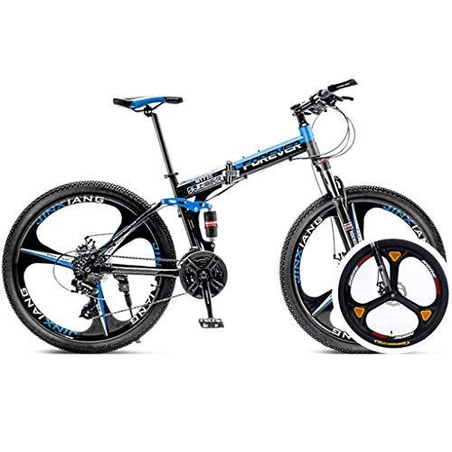 Plegables : GWM Montaña de la Bicicleta Plegable Hombres Mujeres Estudiante Portable Adulto Tamaño Deporte al Aire Libre de la Bici Medio (Color : Blue, Size : 24 Speed)