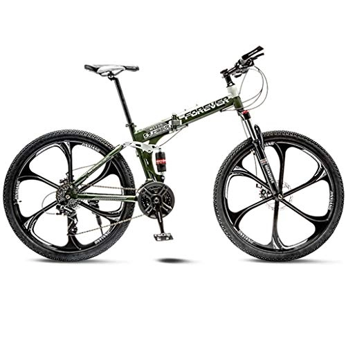 Plegables : GWM Variable de Bicicletas Plegables 21 Velocidad Estudiante Adulto Ejercicio al Aire Libre Bici del Deporte de Gran tamaño (Color : Green)