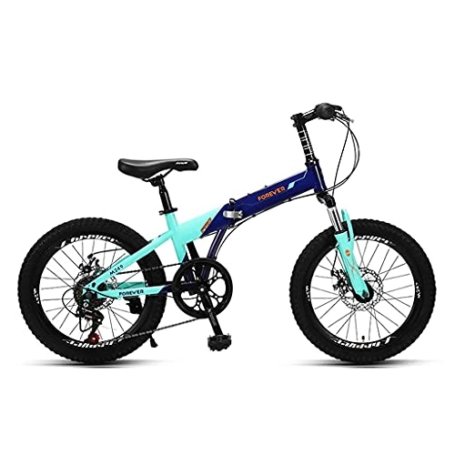 Plegables : HEZHANG 20 '' Bicicleta de Montaña Plegable, Estudiante Ligero de 6 Velocidades Y Bicicleta Juvenil con Frenos de Disco Delanteros Y Traseros, Azul Oscuro