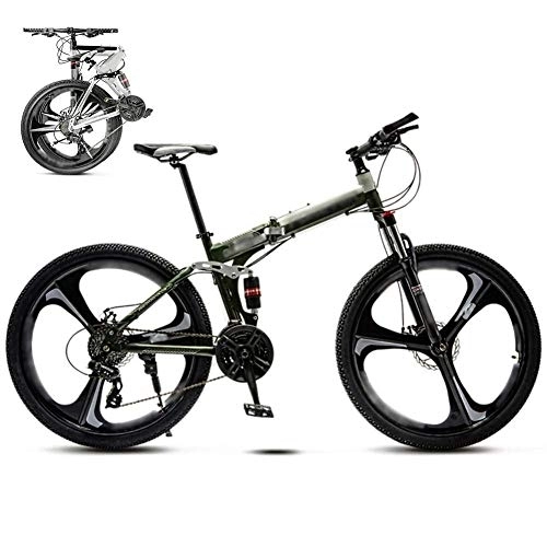 Plegables : HFJKD Bicicleta de MTB de 26 Pulgadas, Bicicleta de montaña Plegable de 30 velocidades, Bicicletas de Velocidad Variable Todoterreno para Hombres y Mujeres, Freno de Doble Disco / Verde