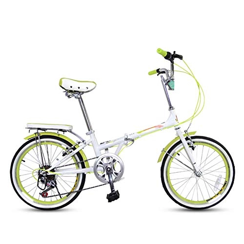 Plegables : HY-WWK Bicicleta Plegable Súper Liviana, Frenos en V Delanteros Y Traseros Bicicleta de 20 Pulgadas para Adultos Ruedas de Aleación de Aluminio de 7 Velocidades, Verde, Verde