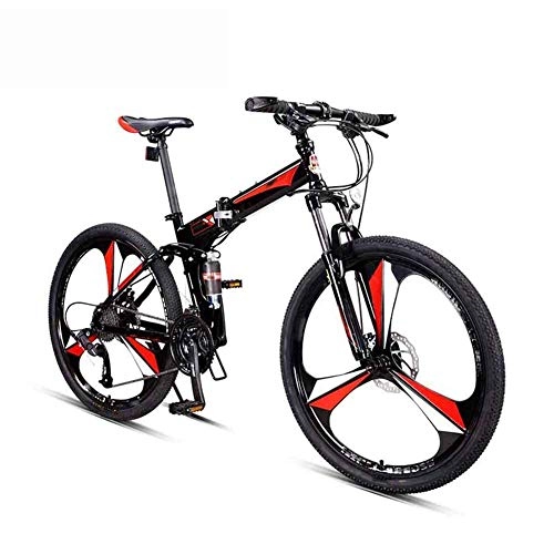 Plegables : HY-WWK Bicicletas de Montaña para Adultos, Freno de Disco Doble Bicicleta Plegable de 26 Pulgadas Horquilla Delantera Bloqueable Absorción de Doble Choque de 27 Velocidades, Verde, Rojo