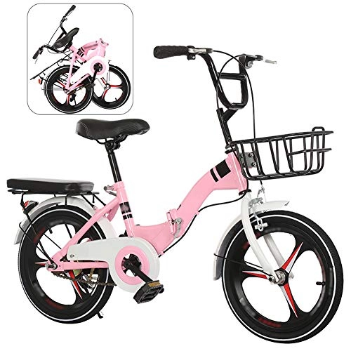 Plegables : JI TA Bicicleta de Montaña Plegable, 16 Pulgadas Bicicleta Juvenil, Bicicleta Infantil, Bici para Niños y Niñas, Montar al Aire Libre / Pink