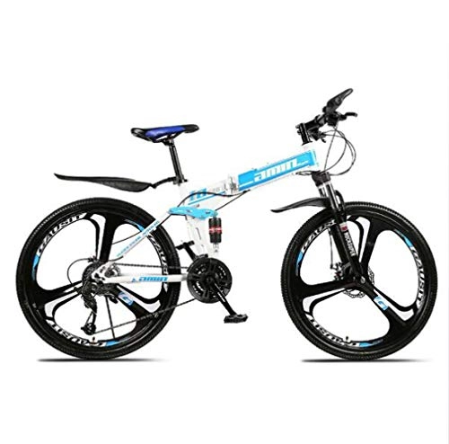 Plegables : JI TA Bicicleta Montaña Plegable para Adultos Rueda De 26 Pulgadas Bici Mujer Folding City Bike Velocidad única, Manillar Y Sillin Confort Ajustables, Capacidad 120kg / Blue / 2