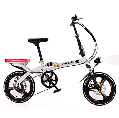 Plegables : JI TA Bicicleta Plegable De 16 Pulgadas De Aluminio para Unisex Adultos, Niños, Viaje Urban Bici Ajustables Manillar Y Confort Sillin, Capacidad 120kg / White / 20in