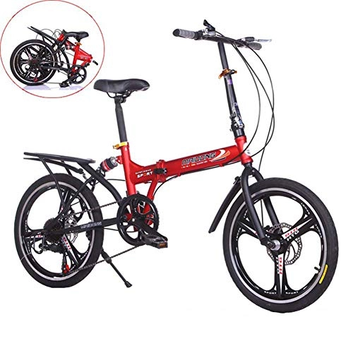 Plegables : JI TA Bicicleta Plegable De 20 Pulgadas De Aluminio para Unisex Adultos, Niños, Viaje Urban Bici Ajustables Manillar Y Confort Sillin, Capacidad 120kg / Red