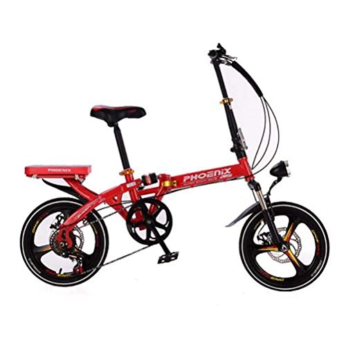 Plegables : JI TA Bicicleta Plegable para Adultos Rueda De 16 Pulgadas Bici Mujer Retro Folding City Bike 6 Velocidad, Manillar Y Sillin Confort Ajustables, Capacidad 120kg / Red / 20in