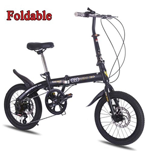 Plegables : JI TA Bicicleta Plegable Unisex Adulto Aluminio Urban Bici Ligera Estudiante Folding City Bike con Rueda De 16 Pulgadas, Manillar Y Sillin Confort Ajustables, 6 Velocidad, Capacidad 7