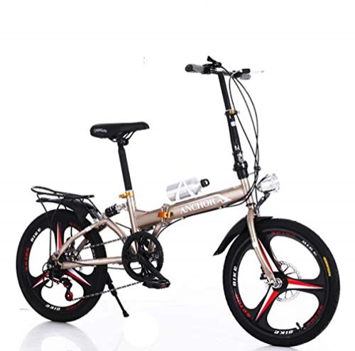 Plegables : JI TA Bicicleta Plegable Unisex Adulto Aluminio Urban Bici Ligera Estudiante Folding City Bike con Rueda De 20 Pulgadas, Manillar Y Sillin Confort Ajustables, 6 Velocidad, Capacidad 1