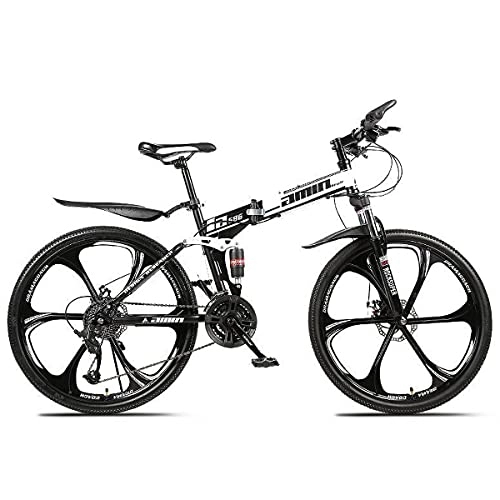 Plegables : JKFDG Bicicleta De MontañA Plegable 24 / 26 Pulgadas Deportes Al Aire Libre Bicicleta MTB De Acero Al Carbono 21 / 24 / 27 / 30 Velocidades Equipada con Freno De Disco Dual De Doble Choque
