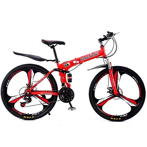 Plegables : JLASD Bicicleta Montaa 26 Pulgadas Plegable Bicicletas De Montaa Marco Ligero De Aleacin De Aluminio 24 / 27 Plazos De Envo Suspensin Completa del Disco De Freno (Color : Red, Size : 27speed)