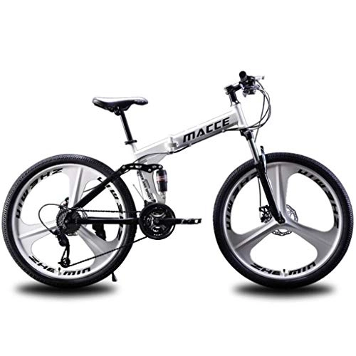 Plegables : JLASD Bicicleta Montaa Bicicletas Plegables Montaa Unisex 26 '' Suspensin De Acero Al Carbono De Peso Ligero Bastidor 21 Velocidad del Freno De Disco Completa (Color : White, Size : 27speed)