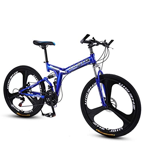 Plegables : KNFBOK bicicletas montaña adulto Bicicleta de montaña de 26 pulgadas Bicicleta de montaña plegable de 21 velocidades Bicicleta de freno de doble disco Nueva bicicleta de montaña plegable Adecuado para adultos Azul