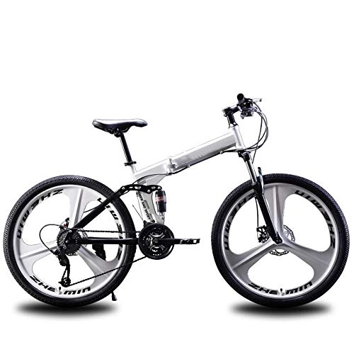 Plegables : KNFBOK Bicicletas montaña Adulto Bicicleta para Adultos de 21 velocidades Bicicleta Plegable de montaña Marco de Acero Grueso Velocidad de 26 Pulgadas Doble Choque Rueda de Tres Cuchillas
