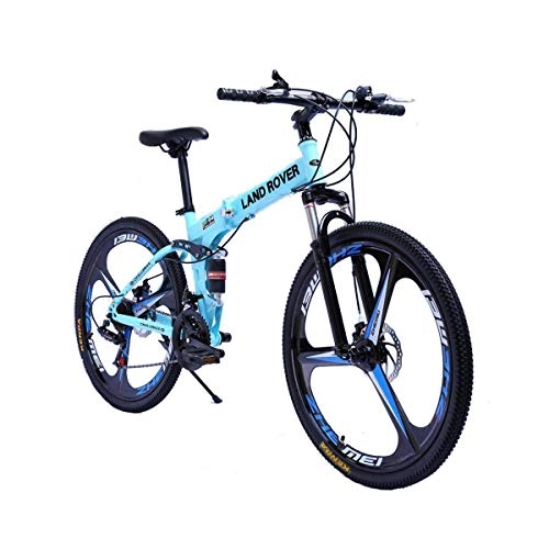 Plegables : KOSGK Bicicletas para Hombres Bicicleta MontañA Foiding con Cuadro Acero Mediano Y Ruedas 26 Pulgadas con Frenos Disco MecáNicos Tren TransmisióN 27 Velocidades, Azul, 21 Velocidades