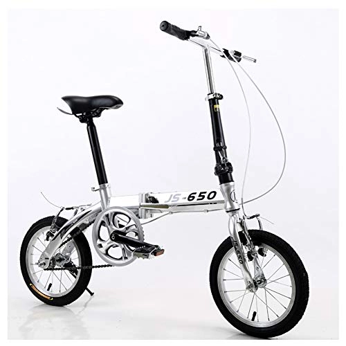 Plegables : KXDLR Bicicleta Plegable, Ideal para Montar A Caballo De La Ciudad, Estructura Ligera De Aluminio, Guardabarros Delantero Y Trasero Y V-Estilo Brakes14 Pulgadas Ruedas, Plata