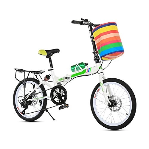 Plegables : KXDLR Bicicletas 20 Pulgadas Bicicleta Plegable En Tándem De La Bici Adultos Viaje Bicicleta De Los Niños del Campo Bicicleta Plegable para Niños Doble Disco De Freno, Verde