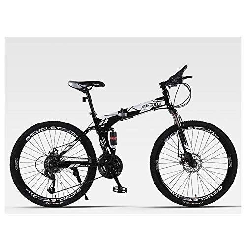 Plegables : KXDLR Moutain Bike Bicicleta Plegable De 21 Pulgadas De Velocidad 26 Bicicletas De Suspensin De Ruedas Dobles, Negro