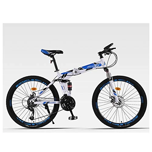 Plegables : KXDLR Moutain Bike Bicicleta Plegable De 21 Pulgadas De Velocidad 26 Bicicletas De Suspensión De Ruedas Dobles, Azul
